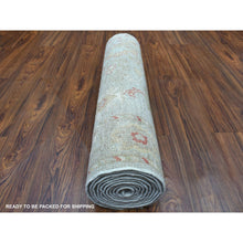 Load image into Gallery viewer, 2&#39;10&quot;x11&#39;8&quot; Hand Knotted Gray Angora Oushak With Floral Motifs Soft And Vibrant Wool Oriental Runner Rug FWR338076
