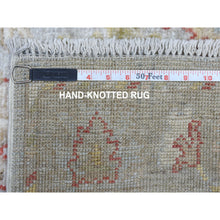 Load image into Gallery viewer, 2&#39;10&quot;x11&#39;8&quot; Hand Knotted Gray Angora Oushak With Floral Motifs Soft And Vibrant Wool Oriental Runner Rug FWR338076