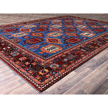 Load image into Gallery viewer, 10&#39;1&quot;x13&#39;4&quot; Bayern Blue, Afghan Ersari With Turkish Knot, Caucasian Design Revival, Vegetable Dyes, Hand Knotted, Soft Wool, Densely Woven, Oriental Rug FWR3378