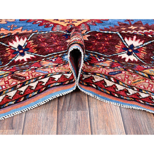 10'1"x13'4" Bayern Blue, Afghan Ersari With Turkish Knot, Caucasian Design Revival, Vegetable Dyes, Hand Knotted, Soft Wool, Densely Woven, Oriental Rug FWR3378