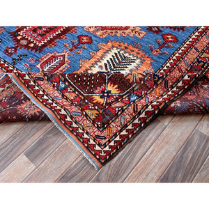 10'1"x13'4" Bayern Blue, Afghan Ersari With Turkish Knot, Caucasian Design Revival, Vegetable Dyes, Hand Knotted, Soft Wool, Densely Woven, Oriental Rug FWR3378