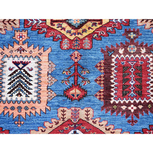 10'1"x13'4" Bayern Blue, Afghan Ersari With Turkish Knot, Caucasian Design Revival, Vegetable Dyes, Hand Knotted, Soft Wool, Densely Woven, Oriental Rug FWR3378