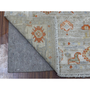 3'2"x9'7" Cream Color Soft And Supple Wool Hand Knotted Angora Oushak Oriental Runner Rug FWR338466