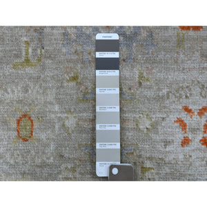 3'2"x9'7" Cream Color Soft And Supple Wool Hand Knotted Angora Oushak Oriental Runner Rug FWR338466