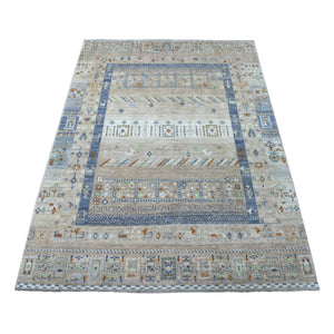 4'x5'10" Brown Natural Wool Kashkuli Gabbeh With Small Animal Figurines Hand-Knotted Ethnic Rug FWR338544