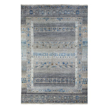 Load image into Gallery viewer, 5&#39;10&quot;x8&#39;10&quot; Gray Folk Art Kashkuli Gabbeh Hand-Knotted Natural Wool Village Rug FWR338562