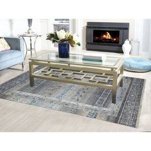 5'10"x8'10" Gray Folk Art Kashkuli Gabbeh Hand-knotted Natural Wool Village Rug FWR338562