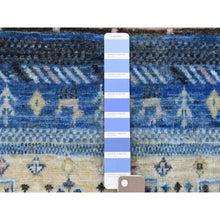 Load image into Gallery viewer, 2&#39;10&quot;x4&#39;10&quot; Blue Folk Art Kashkuli Gabbeh Hand-knotted Natural Wool Nomad Rug FWR338742
