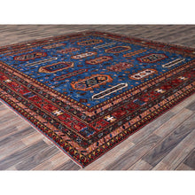 Load image into Gallery viewer, 10&#39;x10&#39; Imperial Blue, Afghan Ersari With Turkish Knot, Caucasian Design Revival, Hand Knotted, 100% Wool, Vegetable Dyes, Square, Oriental Rug FWR3384