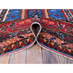 10'x10' Imperial Blue, Afghan Ersari With Turkish Knot, Caucasian Design Revival, Hand Knotted, 100% Wool, Vegetable Dyes, Square, Oriental Rug FWR3384