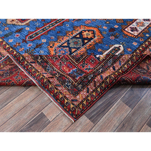 10'x10' Imperial Blue, Afghan Ersari With Turkish Knot, Caucasian Design Revival, Hand Knotted, 100% Wool, Vegetable Dyes, Square, Oriental Rug FWR3384