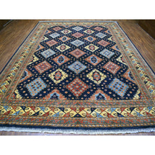 Load image into Gallery viewer, 10&#39;1&quot;x13&#39;3&quot; Navy Blue Afghan Ersari Geometric Design Hand Knotted Pure Wool Oriental Rug FWR339126