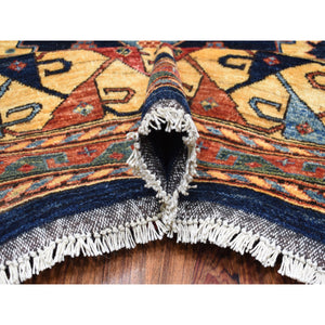 10'1"x13'3" Navy Blue Afghan Ersari Geometric Design Hand Knotted Pure Wool Oriental Rug FWR339126