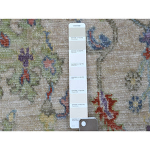 5'10"x9' Taupe Angora Oushak In A Colorful Palette Pure Wool Hand Knotted Oriental Rug FWR339312