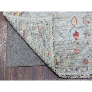2'6"x14' Soft Velvety Wool Hand Knotted Gray Angora Oushak Oriental Runner Rug FWR339384