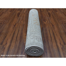 Load image into Gallery viewer, 2&#39;8&quot;x10&#39; Cream Color Hand Knotted Angora Oushak With Soft And Vibrant Wool Oriental Runner Rug FWR339552