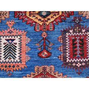 10'x13'6" Carolina Blue, Afghan Ersari With Turkish Knot, Caucasian Design Revival, Densely Woven, Vegetable Dyes, Hand Knotted, 100% Wool, Oriental Rug FWR3390