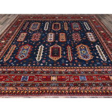 Load image into Gallery viewer, 10&#39;2&quot;x10&#39;2&quot; Yale Blue, Afghan Ersari With Turkish Knot, Caucasian Design Revival, Vegetable Dyes, Hand Knotted, Soft And Vibrant Wool, Square, Oriental Rug FWR3396