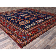 Load image into Gallery viewer, 10&#39;2&quot;x10&#39;2&quot; Yale Blue, Afghan Ersari With Turkish Knot, Caucasian Design Revival, Vegetable Dyes, Hand Knotted, Soft And Vibrant Wool, Square, Oriental Rug FWR3396