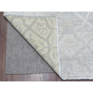 8'x9'9" Ivory White Wash Peshawar Natural Wool Hand Knotted Oriental Rug FWR340392