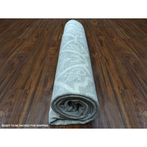 8'x9'9" Ivory White Wash Peshawar Natural Wool Hand Knotted Oriental Rug FWR340392