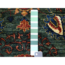 Load image into Gallery viewer, 2&#39;9&quot;x9&#39;7&quot; Hand Knotted Green Afghan Turkoman Ersari With Tribal Design Pure Wool Oriental Runner Rug FWR340512
