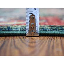 Load image into Gallery viewer, 2&#39;9&quot;x9&#39;7&quot; Hand Knotted Green Afghan Turkoman Ersari With Tribal Design Pure Wool Oriental Runner Rug FWR340512