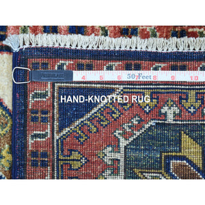 1'10"x3' Red Afghan Ersari Tribal Design Hand Knotted Organic Wool Oriental Rug FWR340584