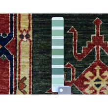 Load image into Gallery viewer, 4&#39;x9&#39;8&quot; Green Afghan Turkoman Ersari Geometric Design Organic Wool Hand Knotted Oriental Wide Runner Rug FWR340710