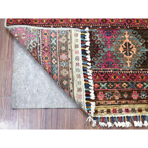 2'9"x7'10" Hand Knotted Beige Super Kazak Khorjin Design With Colorful Tassles Pure Wool Oriental Runner Rug FWR340842