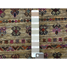 Load image into Gallery viewer, 2&#39;9&quot;x7&#39;10&quot; Hand Knotted Beige Super Kazak Khorjin Design With Colorful Tassles Pure Wool Oriental Runner Rug FWR340842