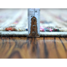 Load image into Gallery viewer, 2&#39;9&quot;x7&#39;10&quot; Hand Knotted Beige Super Kazak Khorjin Design With Colorful Tassles Pure Wool Oriental Runner Rug FWR340842