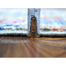 Load image into Gallery viewer, 3&#39;x7&#39;7&quot; Gray With Colorful Tassles Super Kazak Khorjin Design Hand Knotted Organic Wool Oriental Runner Rug FWR340848