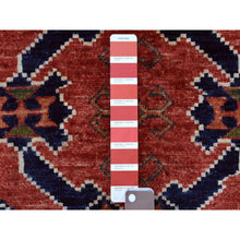 Load image into Gallery viewer, 5&#39;3&quot;x6&#39;6&quot; Pure Wool Red Afghan Ersari Geometric Design Hand Knotted Oriental Rug FWR341370