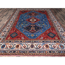 Load image into Gallery viewer, 9&#39;3&quot;x11&#39;7&quot; Carolina Blue, Afghan Ersari With Turkish Knot, Caucasian Design Revival, Ancient Bird Figurines, Vegetable Dyes, Hand Knotted, Pure Wool, Oriental Rug FWR3408