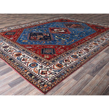 Load image into Gallery viewer, 9&#39;3&quot;x11&#39;7&quot; Carolina Blue, Afghan Ersari With Turkish Knot, Caucasian Design Revival, Ancient Bird Figurines, Vegetable Dyes, Hand Knotted, Pure Wool, Oriental Rug FWR3408