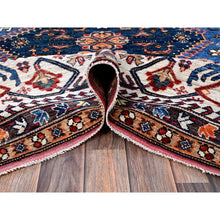 Load image into Gallery viewer, 9&#39;3&quot;x11&#39;7&quot; Carolina Blue, Afghan Ersari With Turkish Knot, Caucasian Design Revival, Ancient Bird Figurines, Vegetable Dyes, Hand Knotted, Pure Wool, Oriental Rug FWR3408