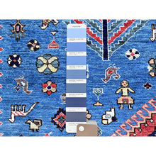 Load image into Gallery viewer, 9&#39;3&quot;x11&#39;7&quot; Carolina Blue, Afghan Ersari With Turkish Knot, Caucasian Design Revival, Ancient Bird Figurines, Vegetable Dyes, Hand Knotted, Pure Wool, Oriental Rug FWR3408