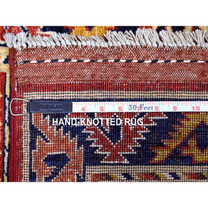 2'8"x9'7" Red Organic Wool Afghan Ersari Geometric Design Hand Knotted Oriental Runner Rug FWR341574