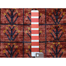 Load image into Gallery viewer, 2&#39;x2&#39;10&quot; Red Pure Wool Afghan Ersari With Tribal Design Hand Knotted Oriental Rug FWR341910