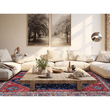 Load image into Gallery viewer, 9&#39;3&quot;x11&#39; Yale Blue, Afghan Ersari with Turkish Knot, Caucasian Design Revival, Small Animal Figurines, Vegetable Dyes, Hand Knotted, Soft and Shiny Wool, Oriental Rug FWR3414
