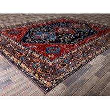 Load image into Gallery viewer, 9&#39;3&quot;x11&#39; Yale Blue, Afghan Ersari with Turkish Knot, Caucasian Design Revival, Small Animal Figurines, Vegetable Dyes, Hand Knotted, Soft and Shiny Wool, Oriental Rug FWR3414