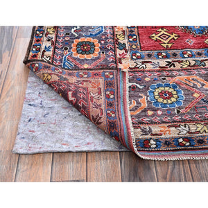 9'3"x11' Yale Blue, Afghan Ersari with Turkish Knot, Caucasian Design Revival, Small Animal Figurines, Vegetable Dyes, Hand Knotted, Soft and Shiny Wool, Oriental Rug FWR3414