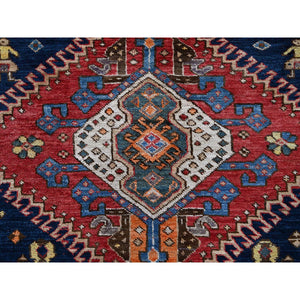 9'3"x11' Yale Blue, Afghan Ersari with Turkish Knot, Caucasian Design Revival, Small Animal Figurines, Vegetable Dyes, Hand Knotted, Soft and Shiny Wool, Oriental Rug FWR3414