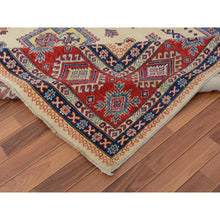 Load image into Gallery viewer, 8&#39;8&quot;x12&#39; Ivory Special Kazak Geometric Design Pure Wool Hand Knotted Oriental Rug FWR342330