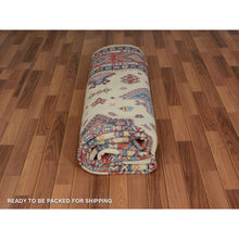 Load image into Gallery viewer, 8&#39;8&quot;x12&#39; Ivory Special Kazak Geometric Design Pure Wool Hand Knotted Oriental Rug FWR342330
