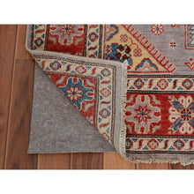 Load image into Gallery viewer, 3&#39;10&quot;x6&#39; Gray Special Kazak Geometric Design Pure Wool Hand Knotted Oriental Rug FWR342414