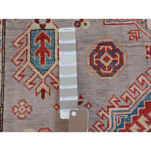 3'10"x6' Gray Special Kazak Geometric Design Pure Wool Hand Knotted Oriental Rug FWR342414