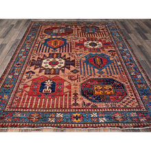 Load image into Gallery viewer, 5&#39;10&quot;x7&#39;8&quot; Cantaloupe Orange, Afghan Ersari with Turkish Knot, Caucasian Design Revival, Ancient Bird Figurines, Vegetable Dyes, Hand Knotted, 100% Wool, Oriental Rug FWR3420