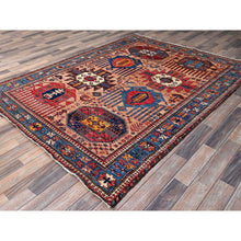 Load image into Gallery viewer, 5&#39;10&quot;x7&#39;8&quot; Cantaloupe Orange, Afghan Ersari with Turkish Knot, Caucasian Design Revival, Ancient Bird Figurines, Vegetable Dyes, Hand Knotted, 100% Wool, Oriental Rug FWR3420